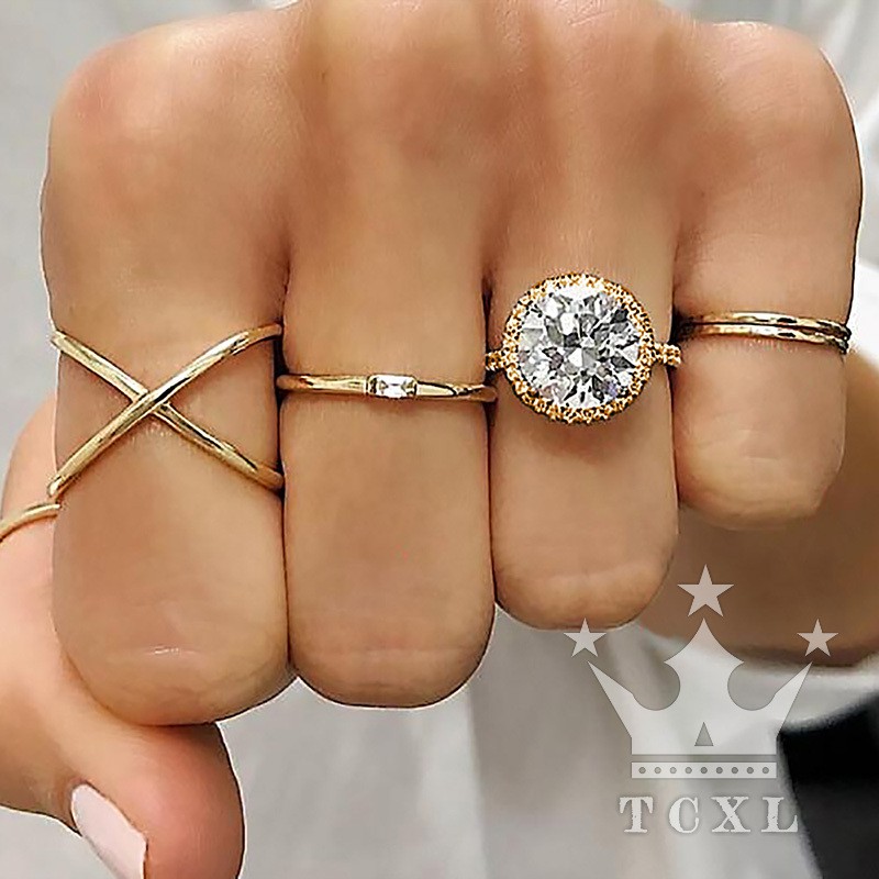 5 chiếc nhẫn đính zircon phong cách retro cổ điển dành cho nữ