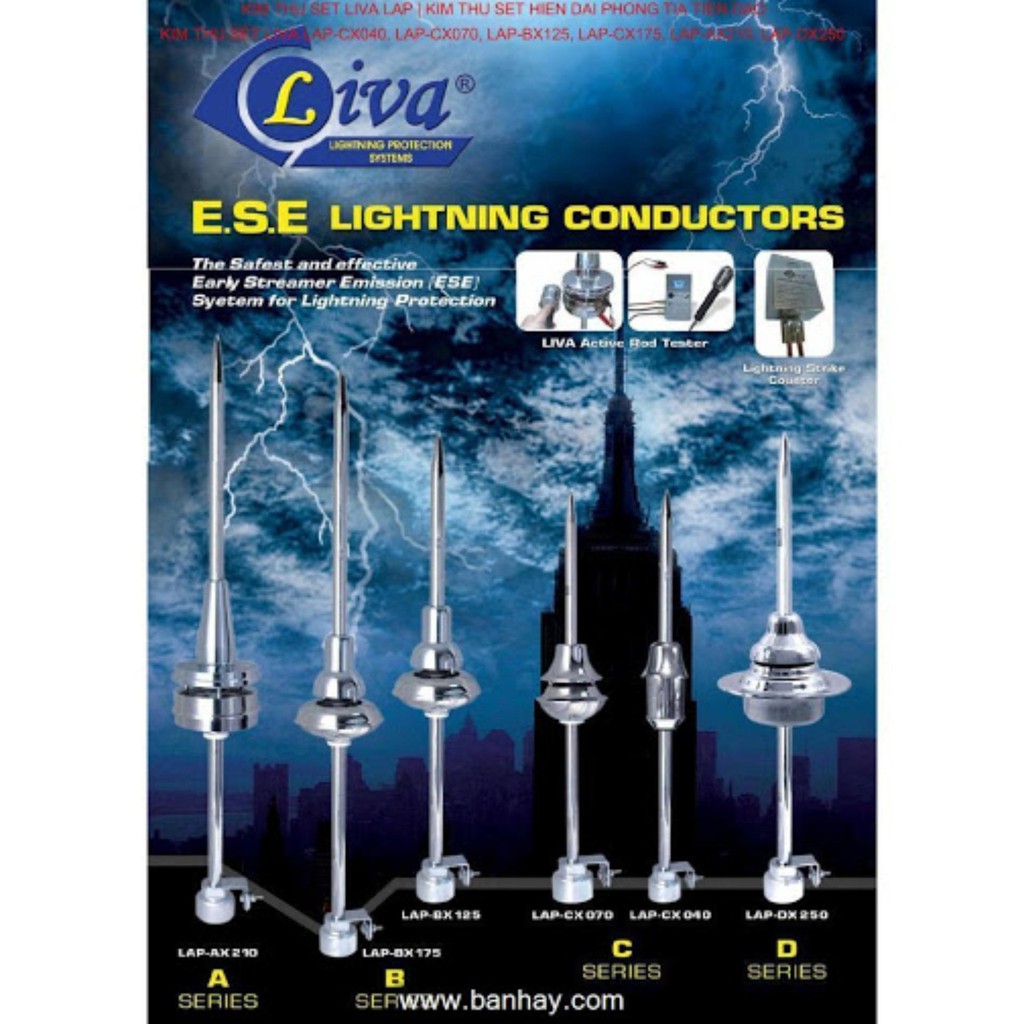 Kim thu sét bán kính bảo vệ 131m