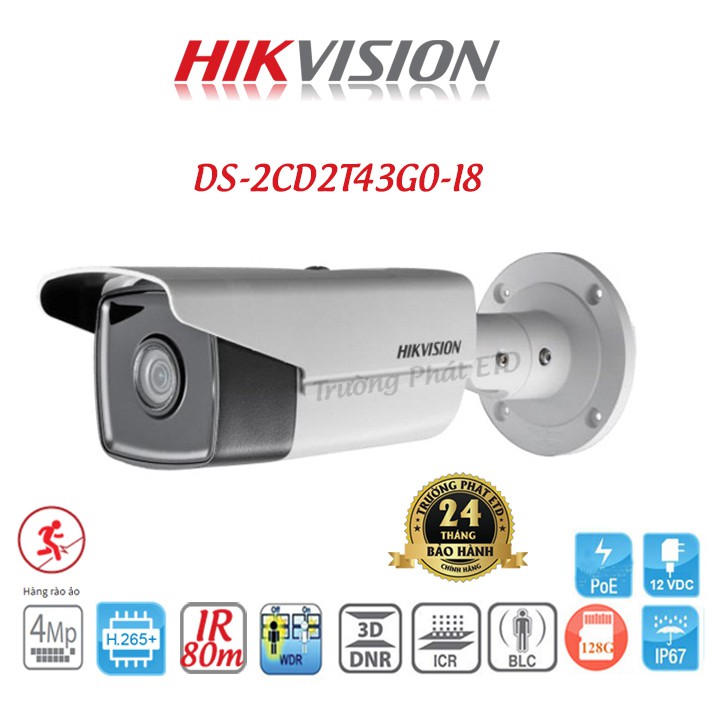 Camera IP Hồng Ngoại 4.0 Megapixel HIKVISION DS-2CD2T43G0-I8 - Hàng Chính Hãng