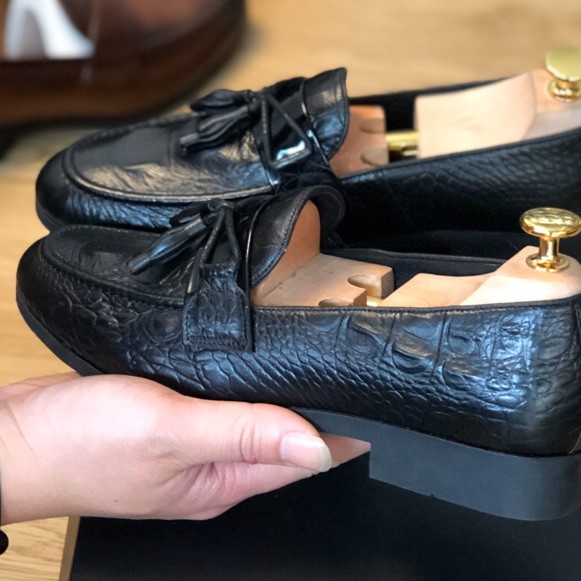 Giày Lười Nam - Giày Da Dập Vân Cá Sấu - Bảo Hành 12 Tháng hỗ trợ ĐỔI SIZE - Mã X091-3 Màu Đen | BigBuy360 - bigbuy360.vn