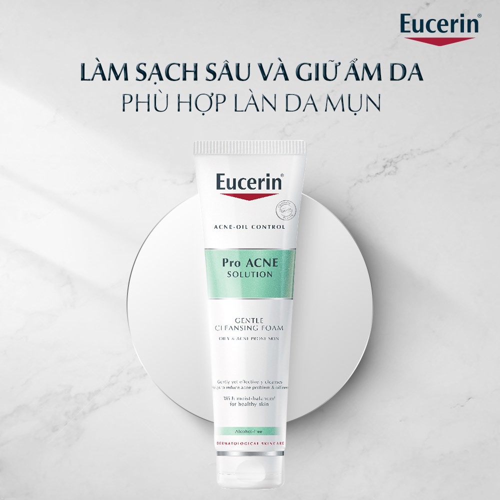 ✅ [CHÍNH HÃNG] Eucerin Sữa Rửa Mặt Tạo Bọt Cho Da Nhờn Mụn Pro Acne Cleansing Foam 150g