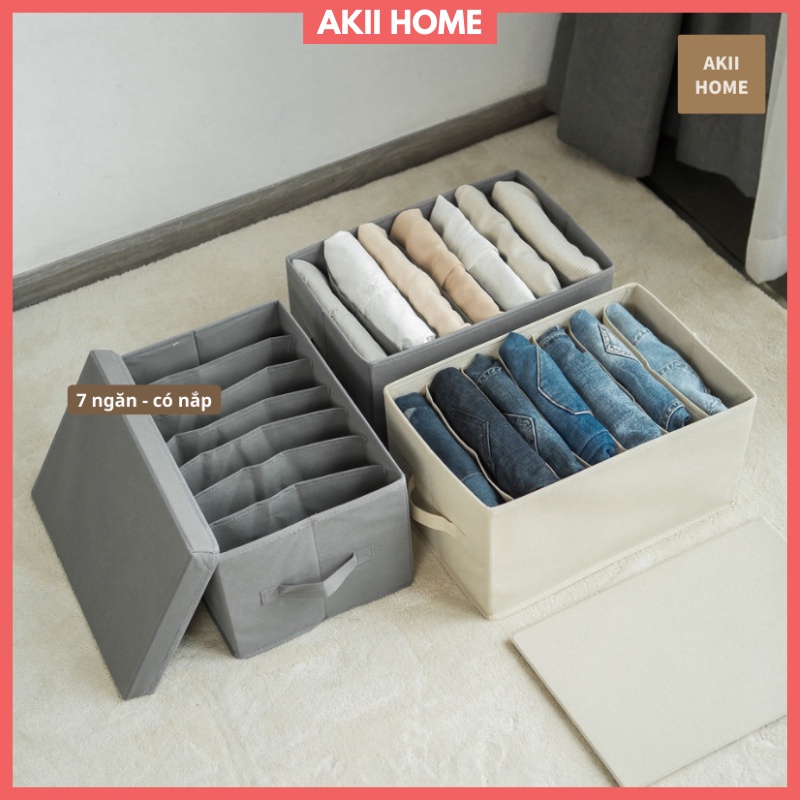 Hộp Vải Đựng Quần Áo Chia Ngăn Xếp Tủ, Có Nắp Tiện Lợi, Có Thể Gấp Gọn Akii Home TD28