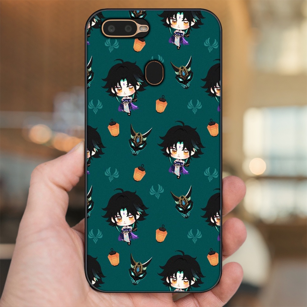 Ốp lưng Oppo A5S, A7, A12, F9 viền đen in hình Xiao Genshin Impact