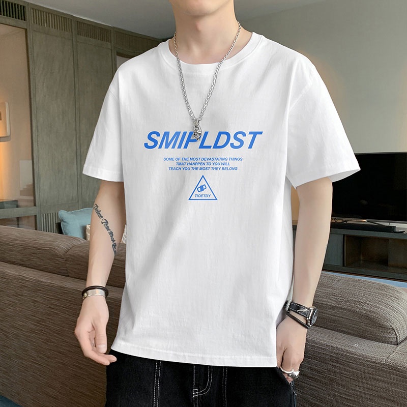 Áo Thun Tay Ngắn Cổ Tròn Dáng Rộng Thời Trang Hàn Quốc Cho Nam