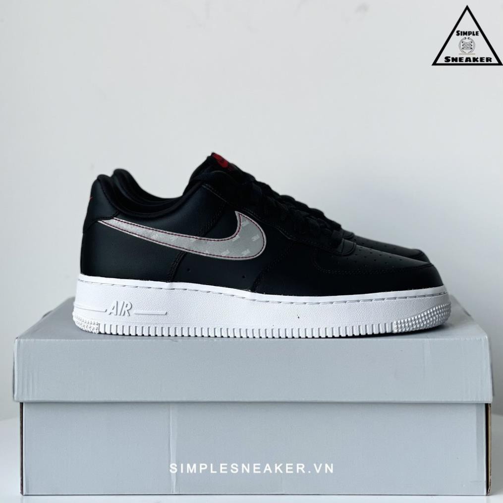 Giày Nike AF1 Chính Hãng  🔴FREESHIP🔴Nike Air Force 1 Core Black 3M - Phản Quang Cực Đẹp Xịn