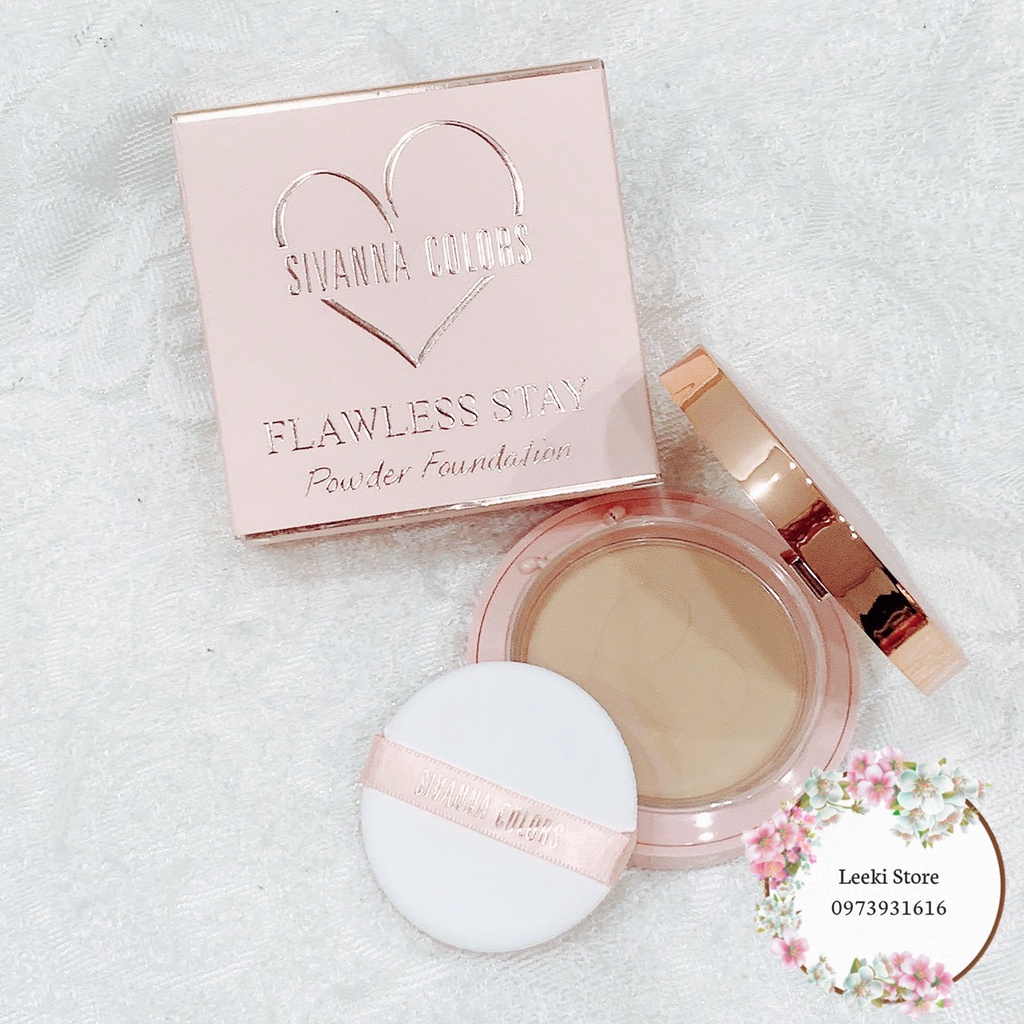 Phấn phủ mịn kết hợp phân nền Sivanna Flawless Stay Powder Foundation siêu che phủ mịn hoàn hảo HF8125 Tone 2