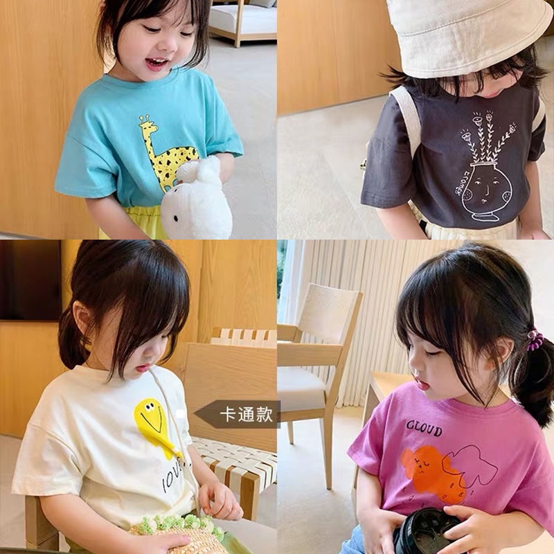 Áo Thun Tay Ngắn In Họa Tiết Hoạt Hình Dễ Thương Dành Cho Bé Gái