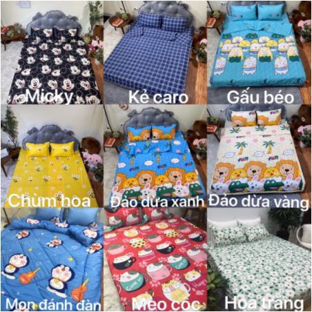 [bộ chăn ga gối]Bộ chăn hè ga gối 4 món,vải cotton poly,chát chọn mẫu,sẳn kho hcm,bơ xanh