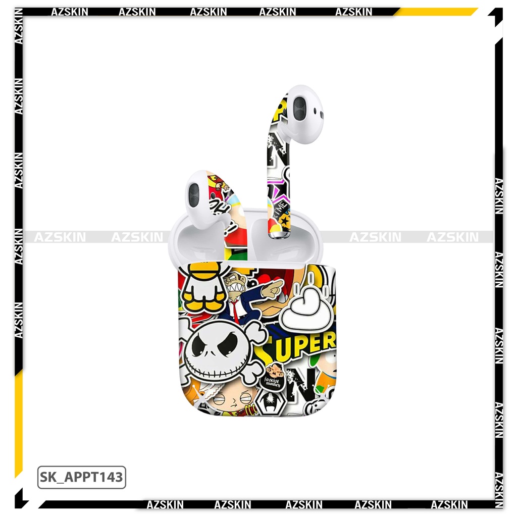 Dán Skin Airpods 1/2/3/Pro In Hình Patten Vui Nhộn |SK_APPT143| Chất Liệu Nhập Khẩu, Chống Nước, Bền Màu, Khuôn Cắt Sẵn