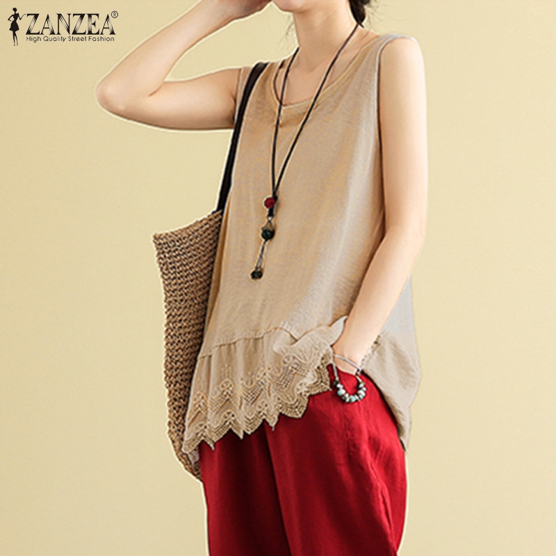 Áo ZANZEA Không Tay Phối Ren Thời Trang Cho Nữ | BigBuy360 - bigbuy360.vn