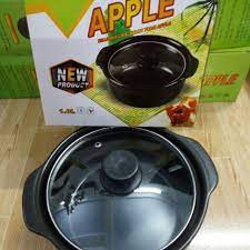 Nồi sứ cao cấp Apple 3L chịu nhiệt 400 độ nắp kính trong suốt tiện dụng dễ cọ rửa