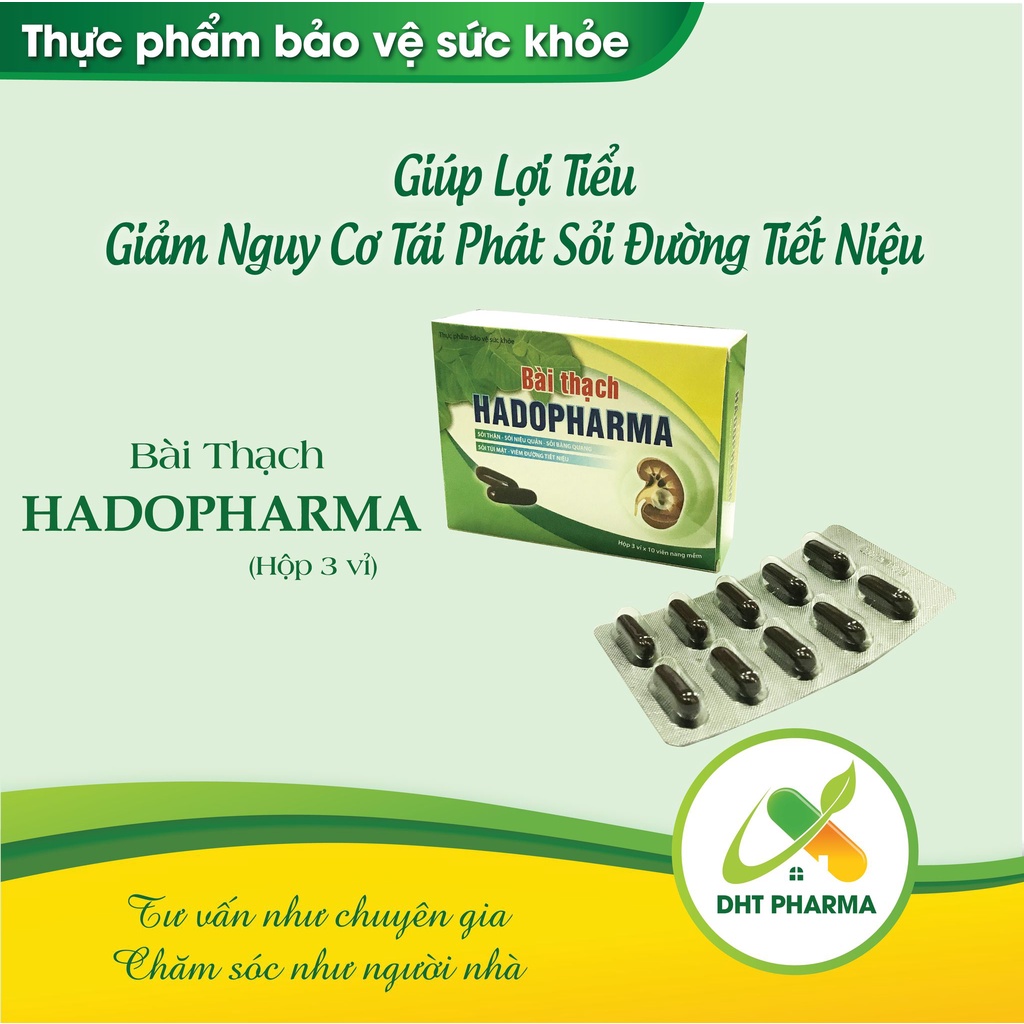 Hỗ trợ điều trị sỏi thận, viêm đường tiết niệu - Bài Thạch Hadopharma (hộp 30 viên)