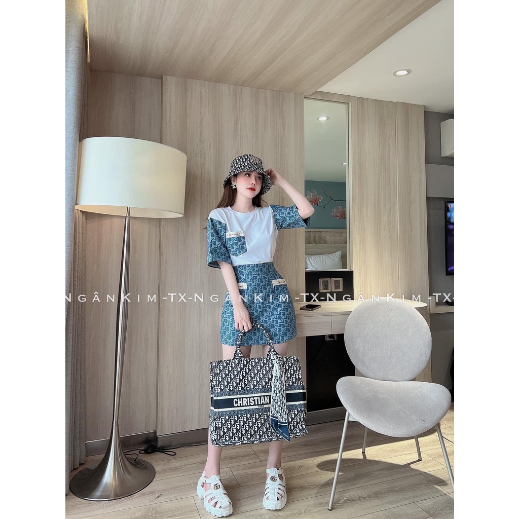 Set chân váy chữ họa tiết kèm mũ siêu cá tính NN267