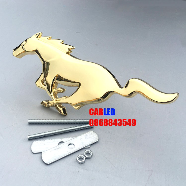 Logo 3D Mustang ngựa trắng cao cấp chuyên lắp mặt ca lăng các loại xe
