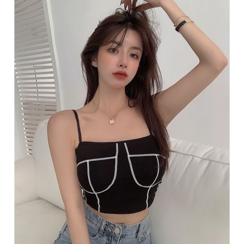 Áo Hai Dây Màu Sắc Tương Phản Thời Trang Mùa Hè Cho Nữ