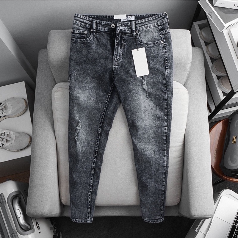 Quần jean nam xám khói slimfit xuất khẩu cao cấp bò co giãn VNXK