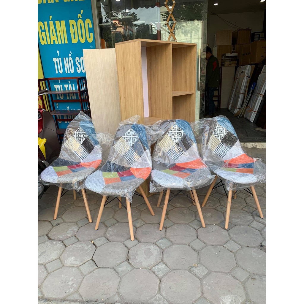 [GHẾ CAFE - GHẾ ĂN] GHẾ EAMES THỔ CẨM CHÂN GỖ | BigBuy360 - bigbuy360.vn