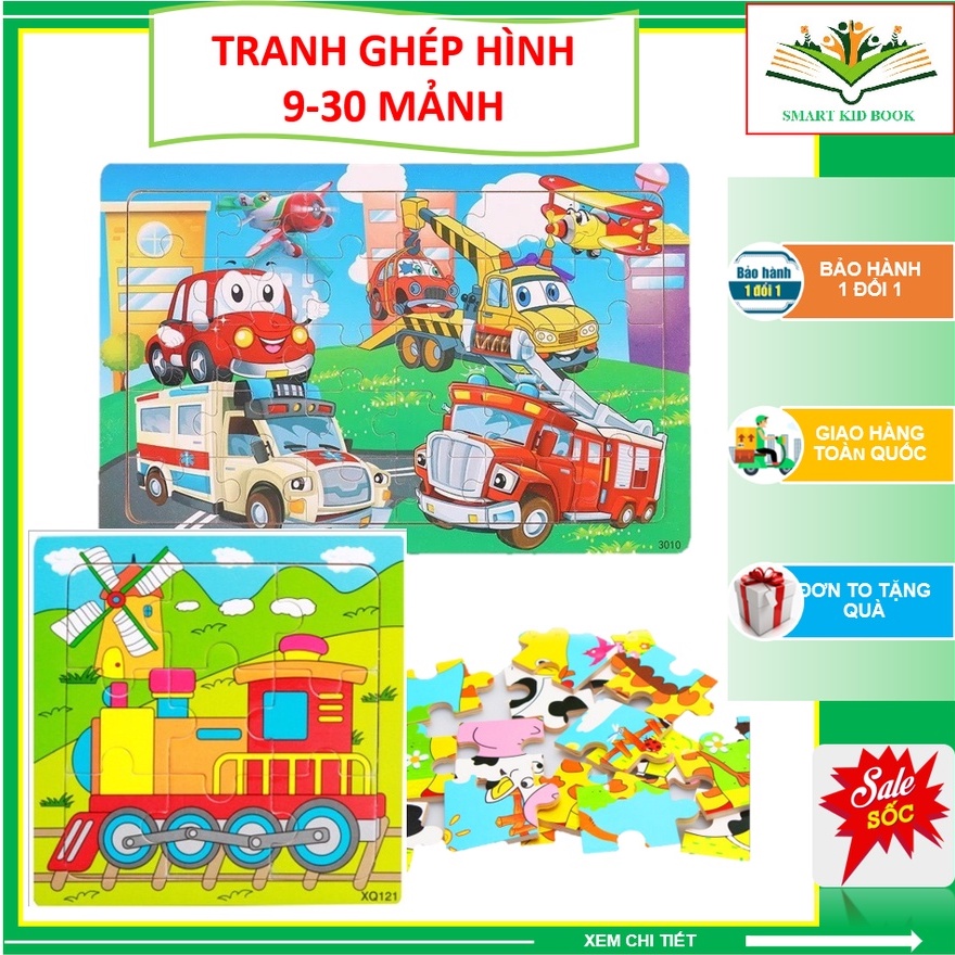 Tranh Gỗ - Bảng Ghép Hình 9 Mảnh - 30 Mảnh Nhiều Mẫu