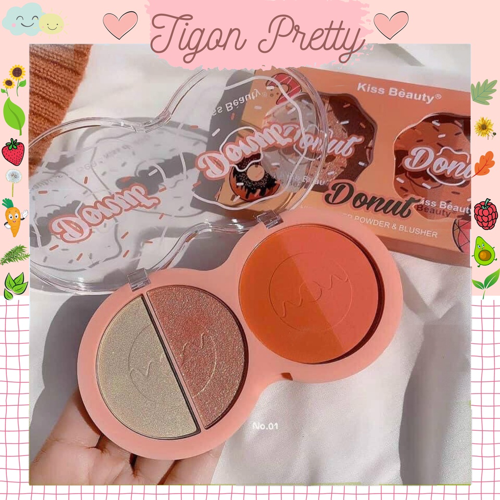 Set phất mắt má bắt sáng 4 màu Donut Kissbeauty .