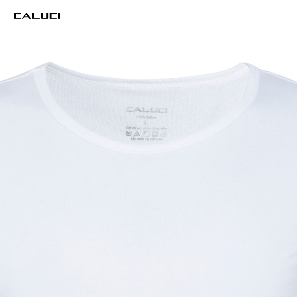 Áo lót nam CALUCI trắng, chất liệu 100% cotton, thoáng mát, co giãn tốt phù hợp mặc nhà và mặc lót bên trong CU0-4