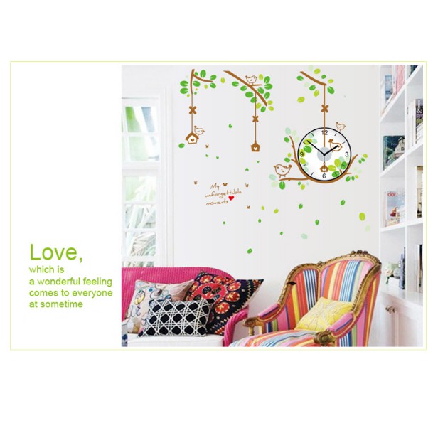 Decal Trang Trí Tường Kèm Đồng Hồ Dán Tường KHỦNG LONG VÀNG ( Cao Cấp )