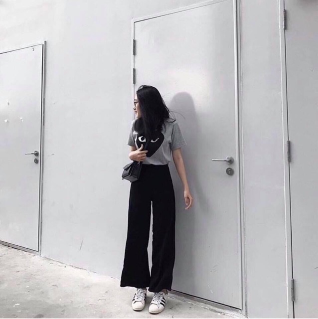 Quần culottes ống rộng nữ suông dài đen, kem, trắng lưng siêu cao tôn dáng tuyệt đối