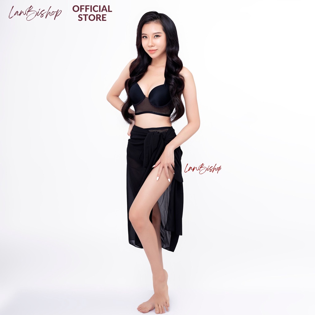 Đồ Bơi Nữ Bikini LANBISHOP Combo Set Hai Mảnh Phối Lưới Kèm Khăn Lanbi-010-1