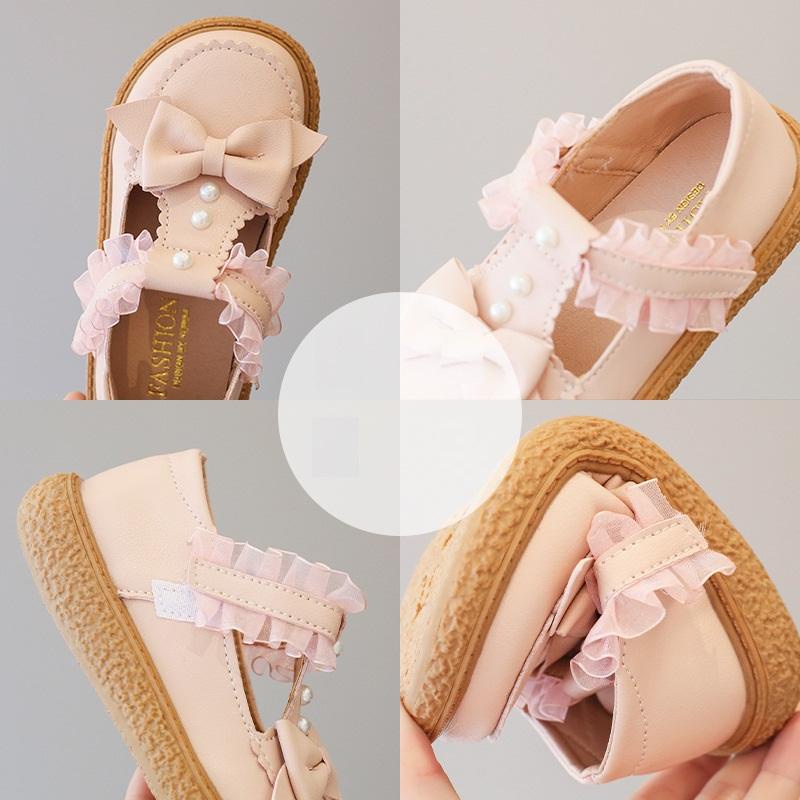 Giày búp bê cho bé gái da mềm mũi tròn đính nơ Lolita ôm chân phong cách tiểu thư cho nữ [GG01]