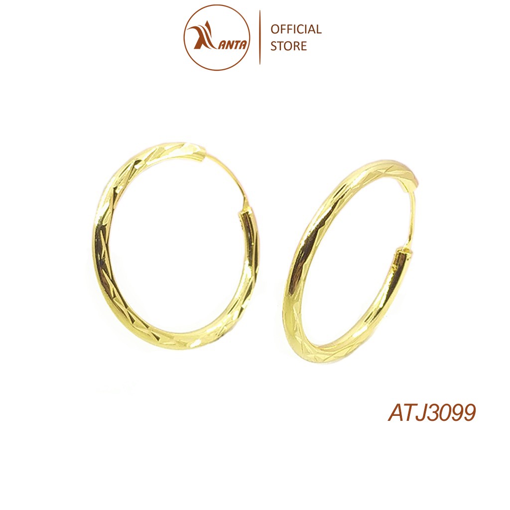 Bông tai bạc 925 tròn đơn giản phay sáng bóng ANTA Jewelry - ATJ3099
