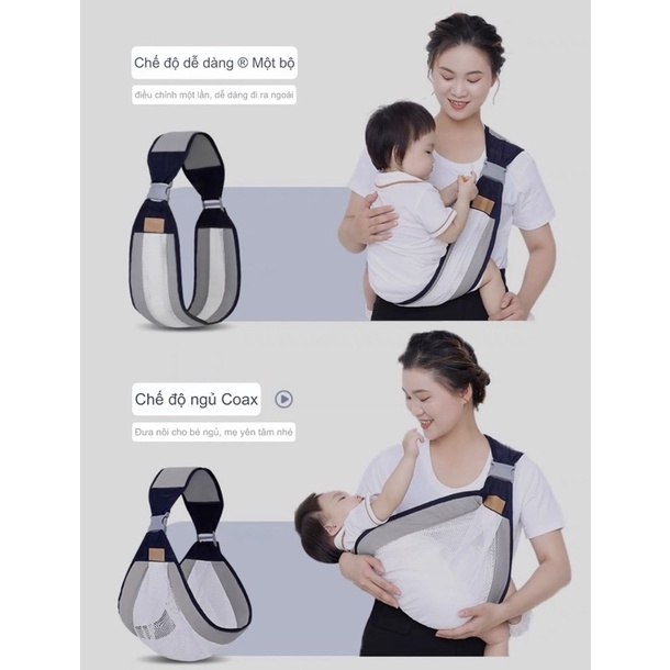 Địu trẻ em sơ sinh thiết kế vải lưới mềm mát gọn nhẹ