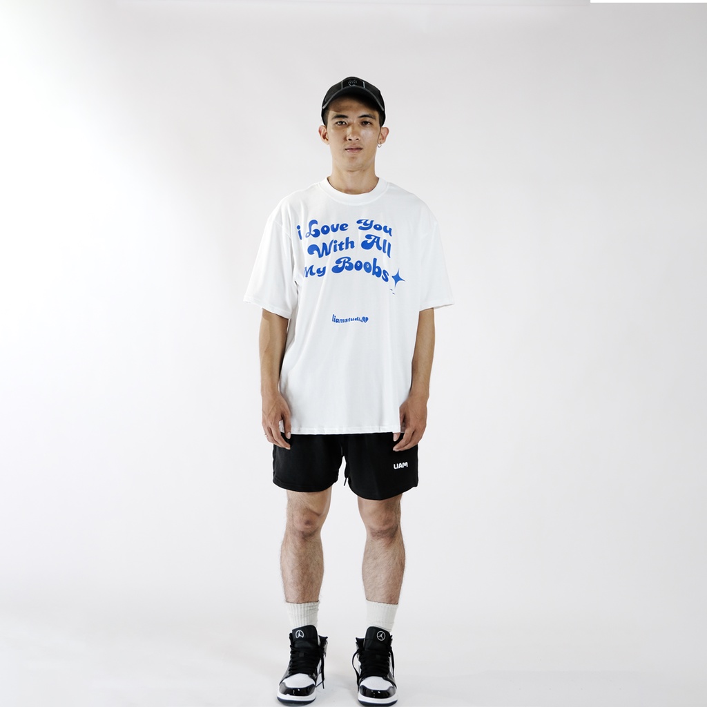 ÁO THUN UNISEX &quot;ILY WITH ALL MY B**BS&quot; 100% COTTON DÀY FORM OVERSIZE MÀU TRẤNG - liamstudio