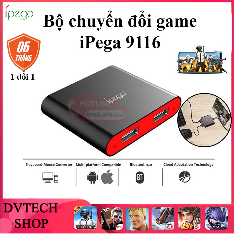 iPega 9116 | Bộ chuyển đổi chơi game PUBG, ROS, Free Fire và các game FPS khác, không band acc