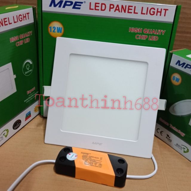 Đèn Led âm trần vuông MPE sáng trắng 12w+9w+6w