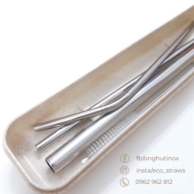 (Ảnh thật, cam kết hàng loại 1) Hộp 3 ống hút inox + 1 cọ rửa | BigBuy360 - bigbuy360.vn