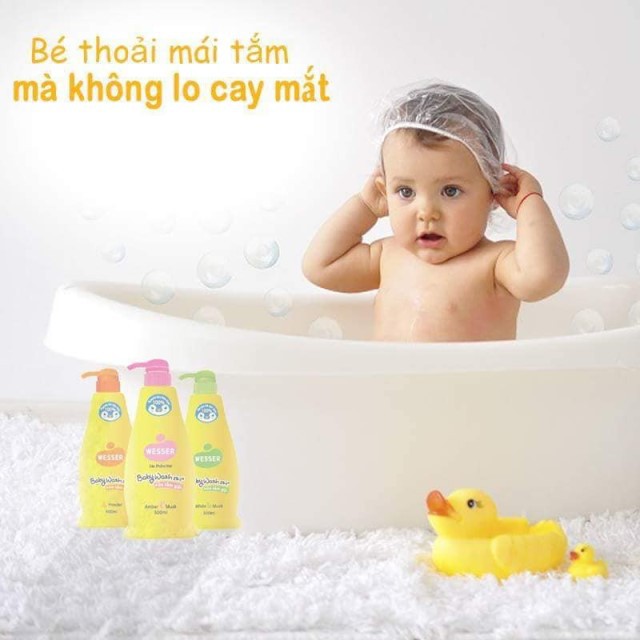 (Made in Vietnam) Sữa Tắm Gội 2in1 không cay mắt Bé (100ML - 200ML - 500ML) - Wesser (Công nghệ Hàn Quốc)
