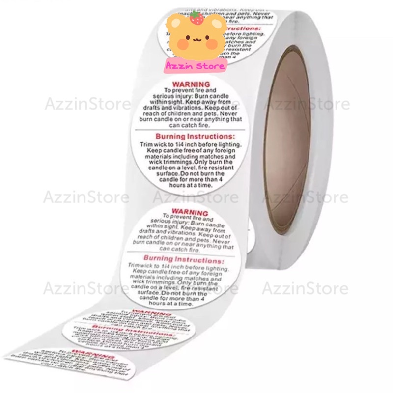 Cuộn 500 Tem Nhãn Dán Sticker Cám Ơn, Decal Tròn Cảnh Báo Warning Tương Phản Trắng Đỏ Đen Azzin Store ND092