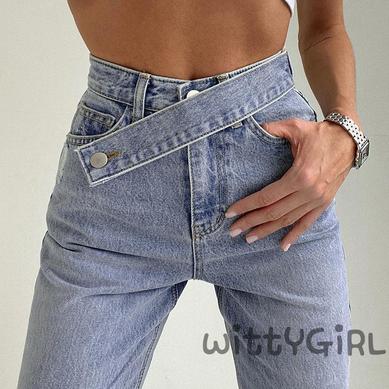 Quần Jeans Nữ Dài Lưng Cao Ống Rộng Thời Trang | BigBuy360 - bigbuy360.vn