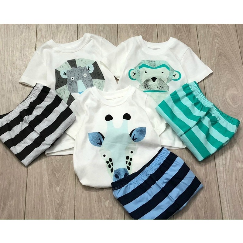 Bộ cộc tay in hình Zoo cho bé trai size từ 10-24 cân