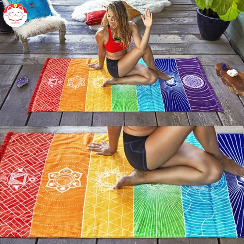 Thảm Tập Yoga Màu Cầu Vồng Phong Cách Boho