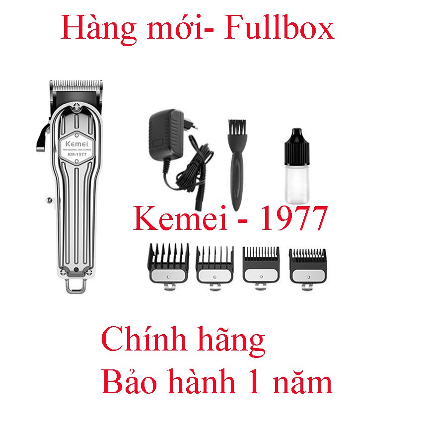 Tông đơ cắt tóc Kemei Km- 1977 sang trọng tinh tế công suất 8w sạc 3 giờ sử dụng 300 phút  bảo hành 1 năm