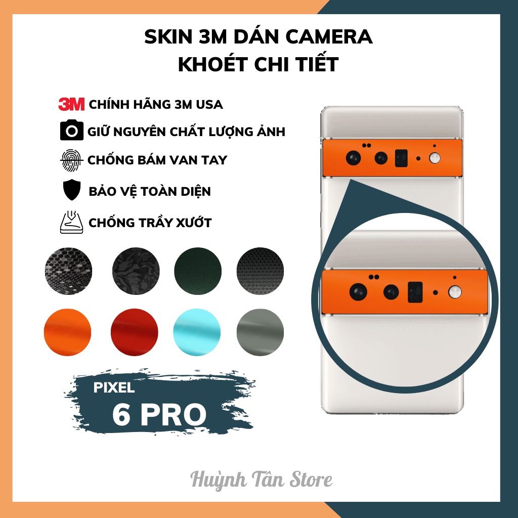 Miếng dán camera google pixel 6 pro skin 3m chính hãng từ USA chống trầy xướt mua 1 tặng 1 phụ kiện huỳnh tân store