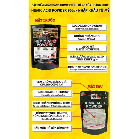 Phân Bón Humic USA Nhập Khẩu Mỹ - Humic Acid Powder 1 Kg- Humic mỹ Hoàng Phúc