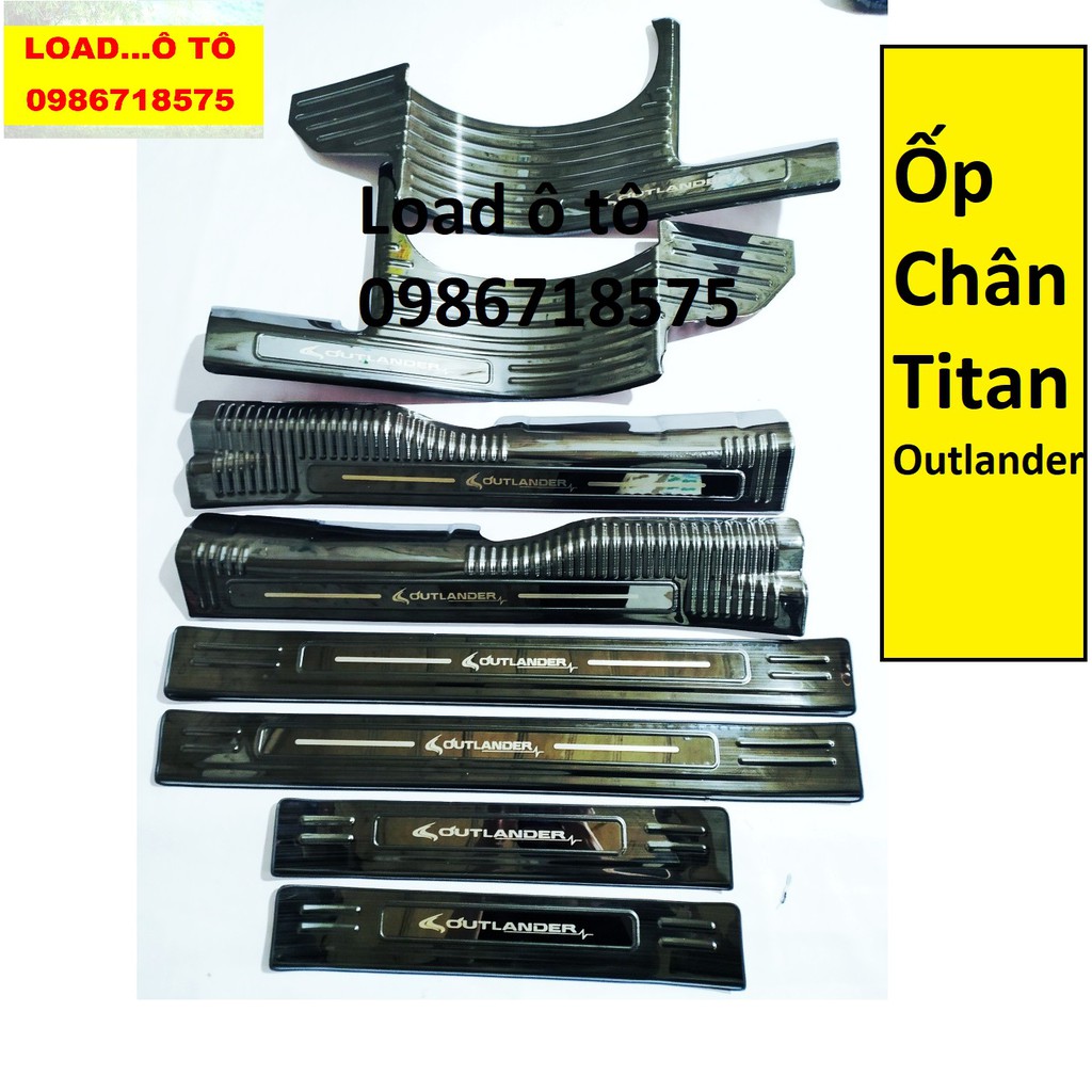 Ốp Bậc Cửa, Nẹp Bước Chân Outlander 2022-2019 Loại 1 Mặt Bóng Mẫu titan Cao Cấp