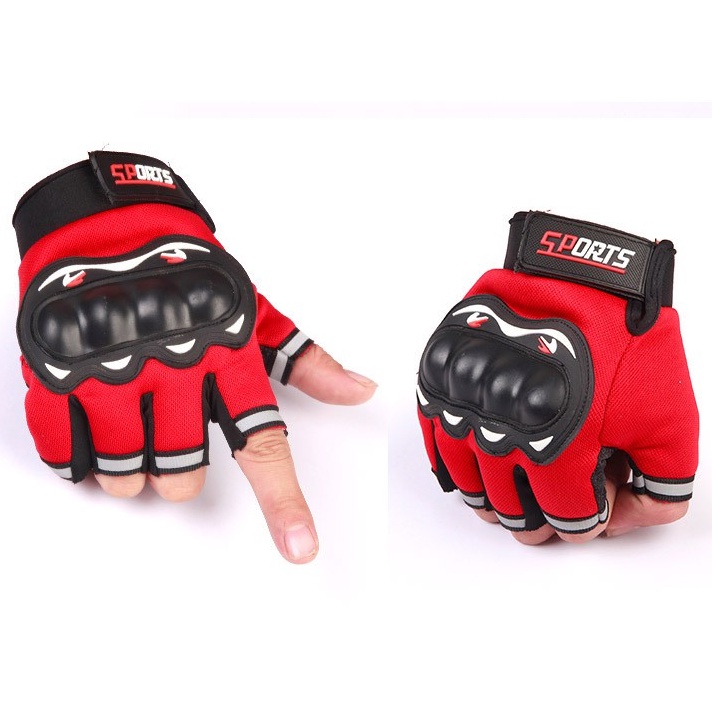Găng Tay Đi Phượt Sport Cụt Ngón Có Gù Bảo Vệ Tay Đầu Ngón Tay Có Phản Quang
