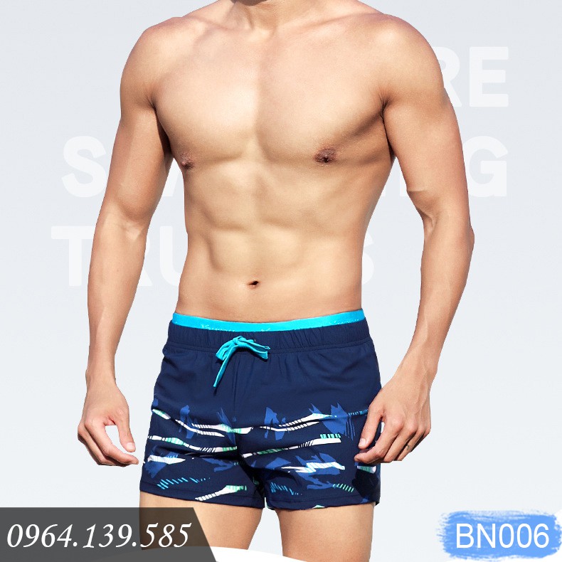 Quần bơi nam boxer cao cấp, dáng ngắn thể thao, eo kép dễ chịu, chất thun bơi đẹp không thấm nước nhanh khô | BN006