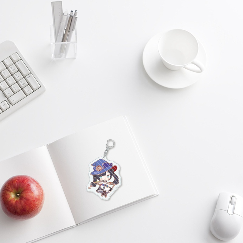 Móc khóa mặt hình nhân vật anime Genshin Impact Zhongli Diluc Venti Paimon thời trang
