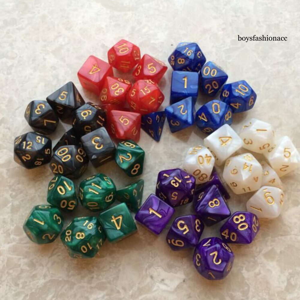 EDUT 7Pcs KTV Party Multicolor Polyhedral Numbers Dice Table Board Game Supply Gift