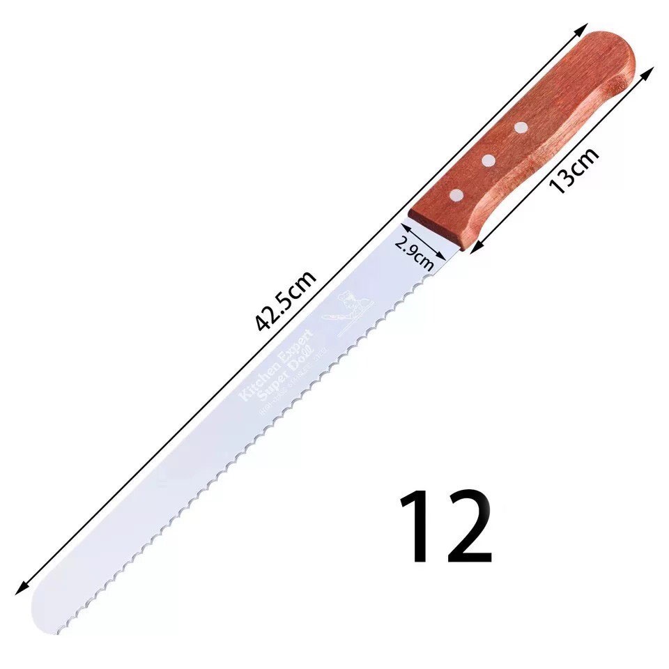Dao cắt bánh cán gỗ 12 inch răng thưa