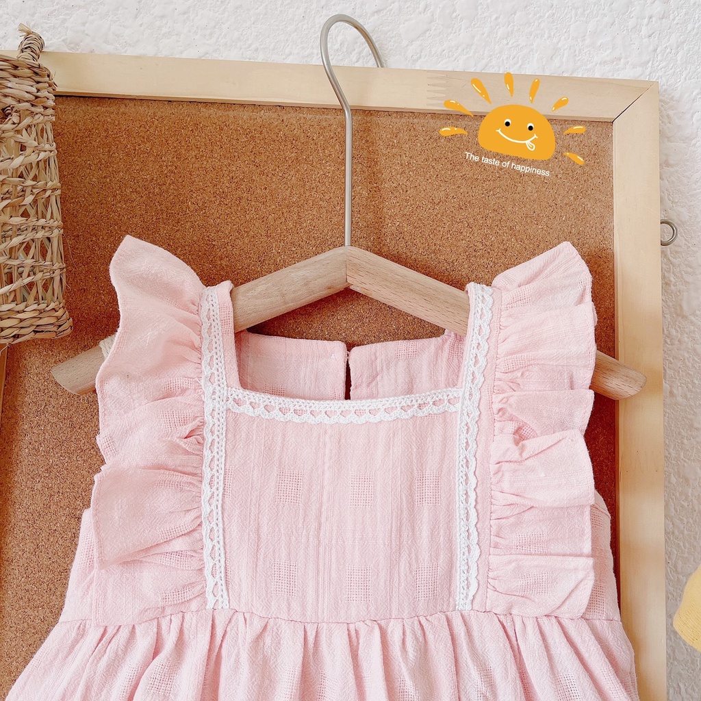 VÁY HÈ CÁNH TIỀN 3 TẦNG VIỀN REN TRẤNG CHẤT THÔ BOI CHO BÉ GÁI 1-6 TUỔI( MÃ V150603)