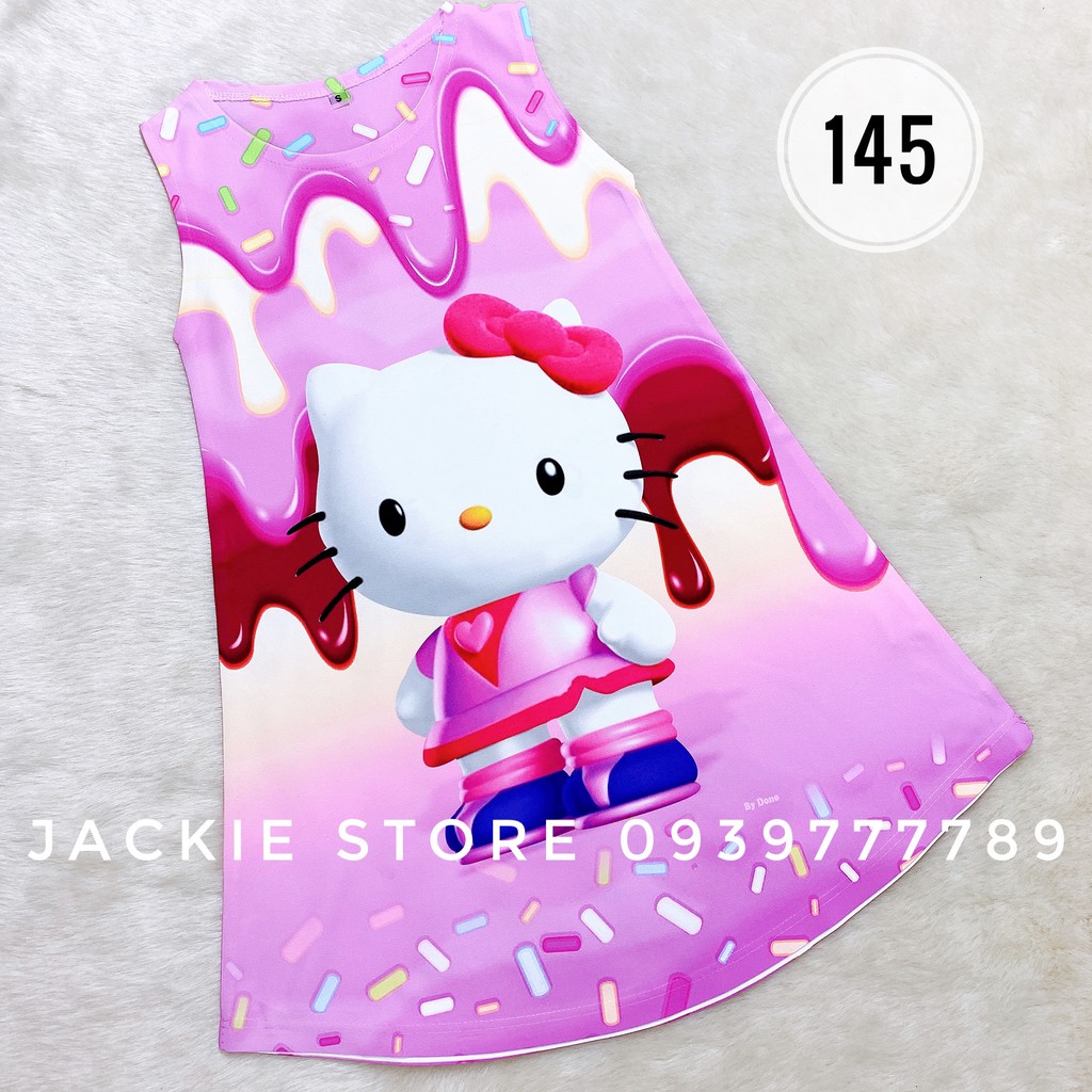 váy đầm mèo hello kitty 3d màu tím